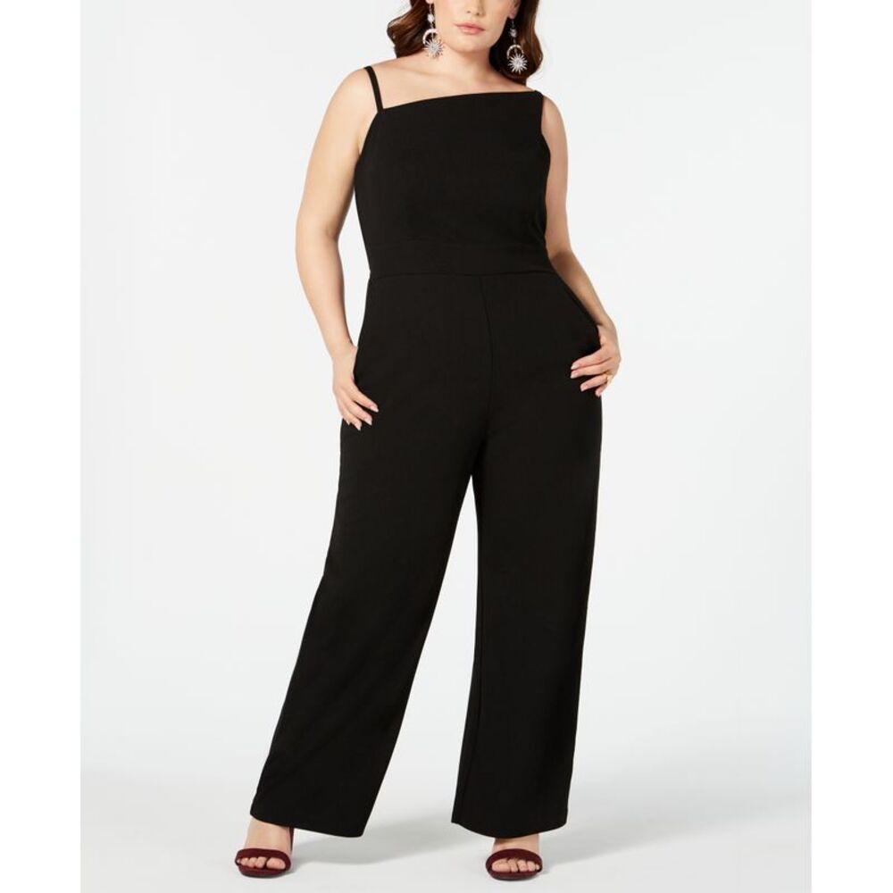 Teeze Me Trendy Plus Size Asymmetrical Neckline Jumpsuit